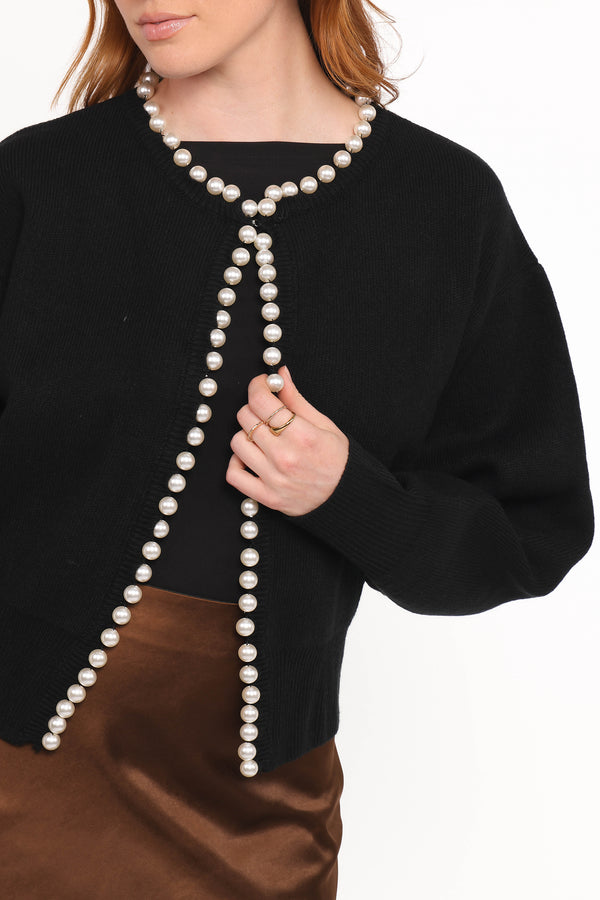 KNITWEAR Bloom Pearl Knit Cardigan - Black