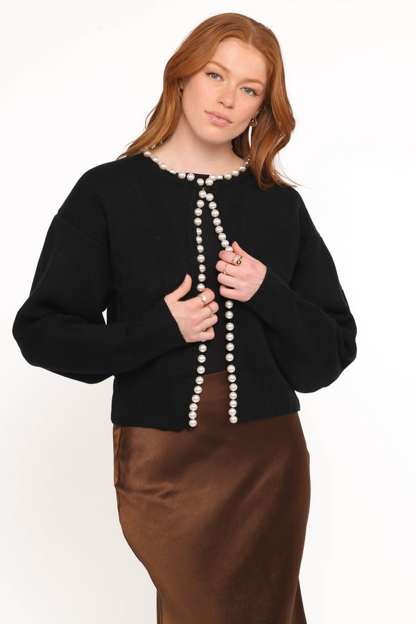 KNITWEAR Bloom Pearl Knit Cardigan - Black
