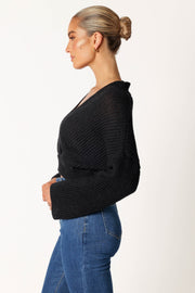 KNITWEAR @Brinley Crop Knit Sweater - Black