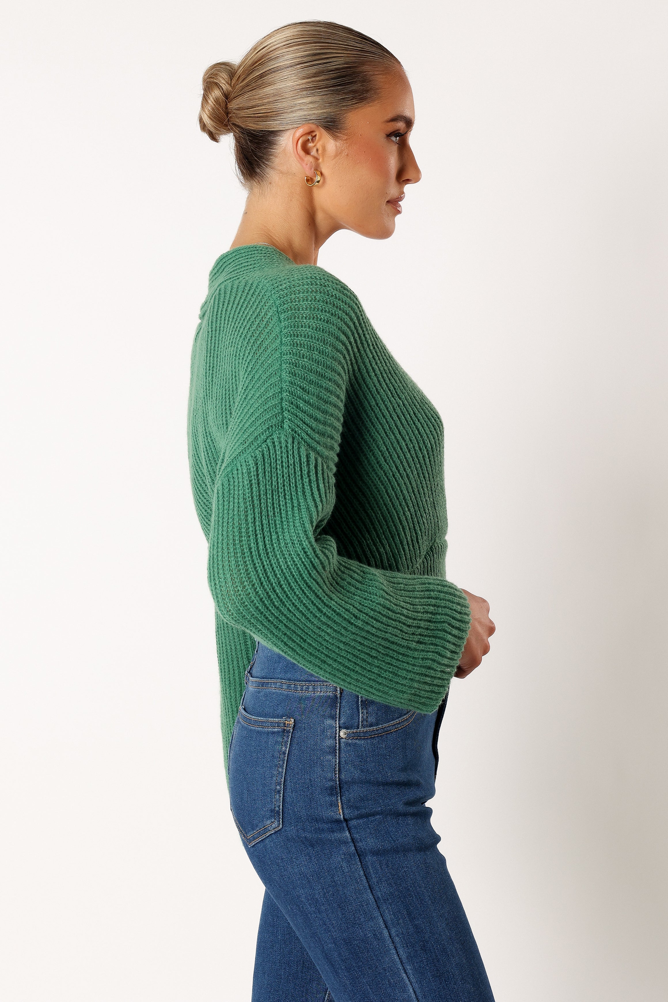 KNITWEAR @Brinley Crop Knit Sweater - Kelly Green