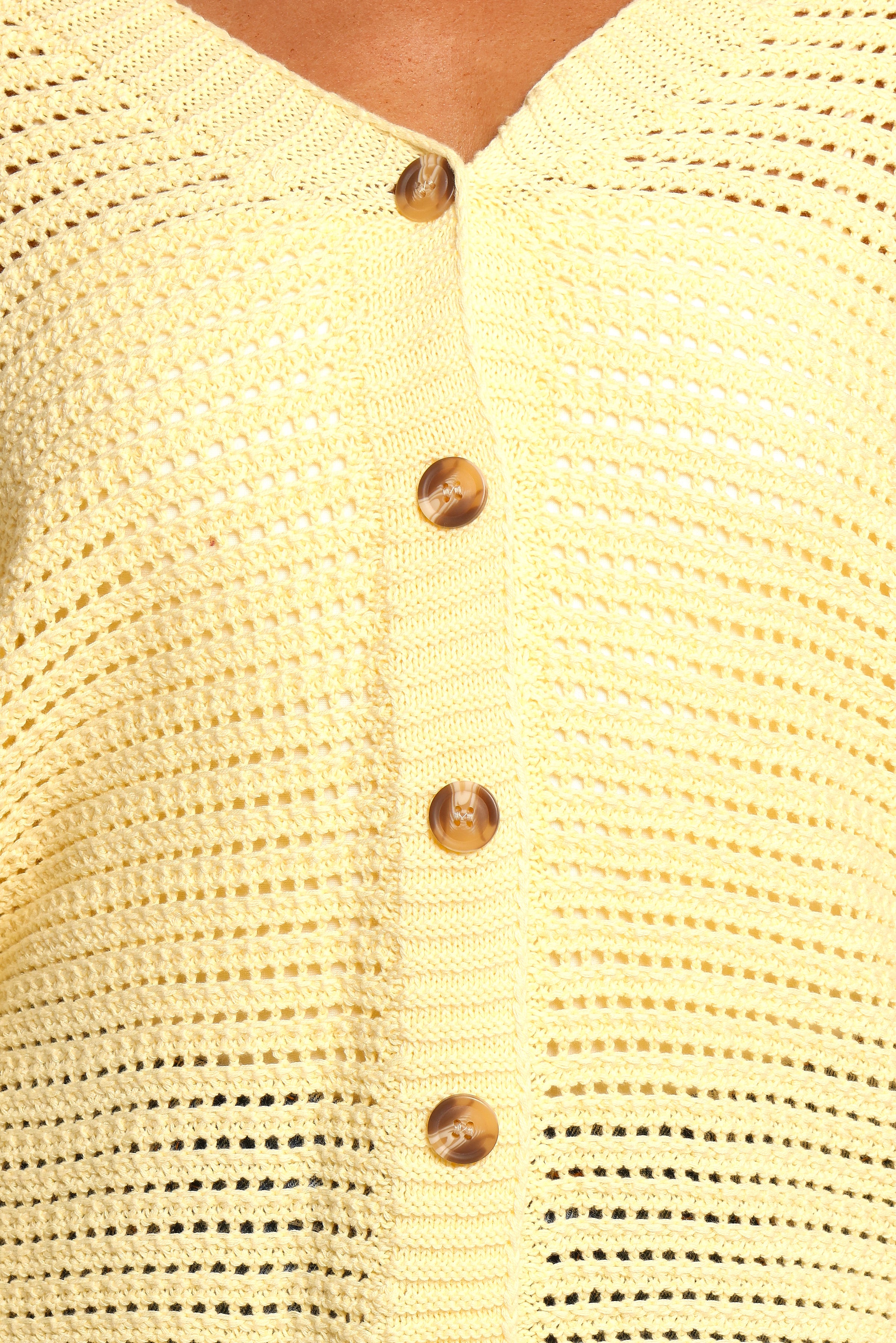 KNITWEAR Carrie Button Front Cardigan - Yellow