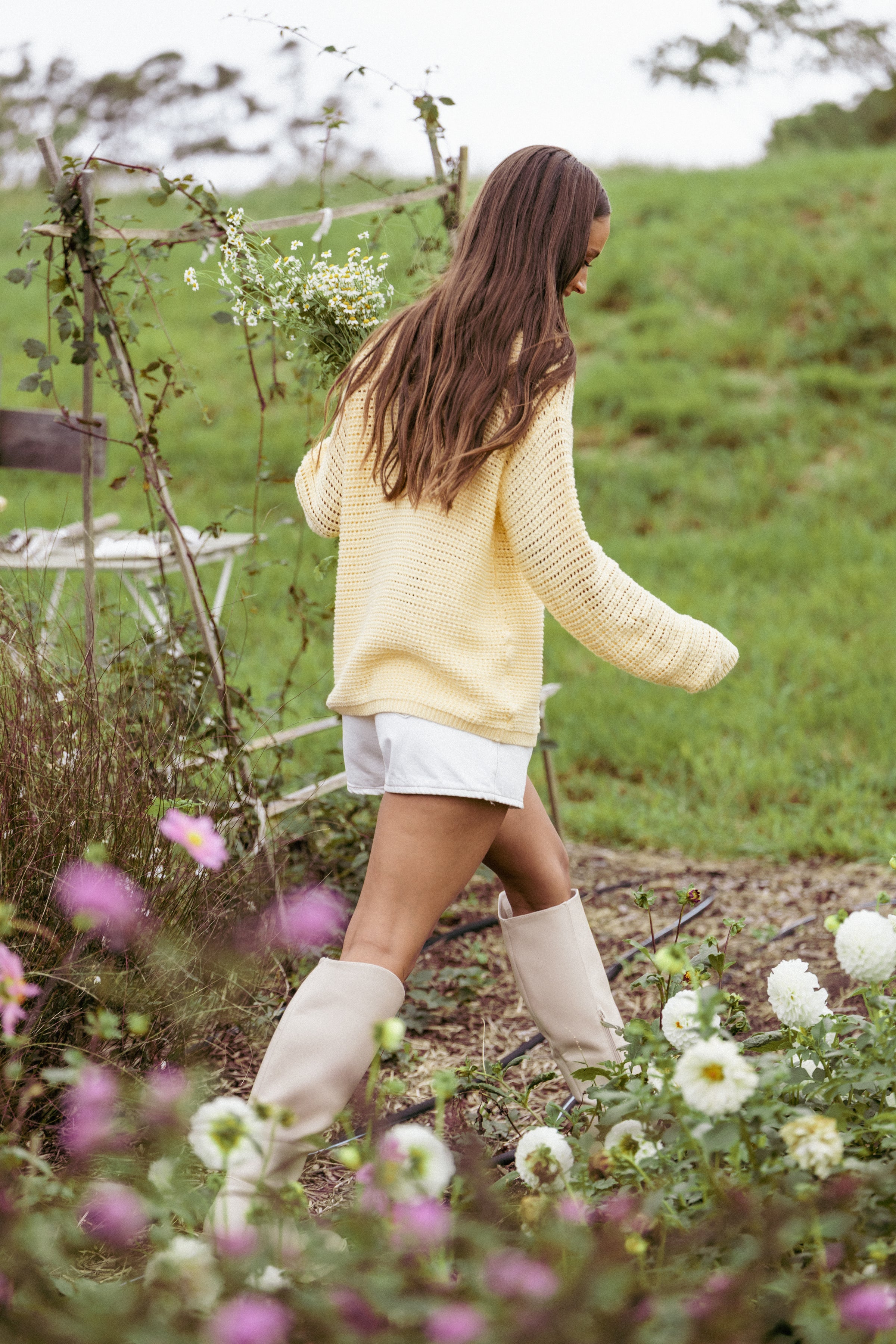 KNITWEAR Carrie Button Front Cardigan - Yellow