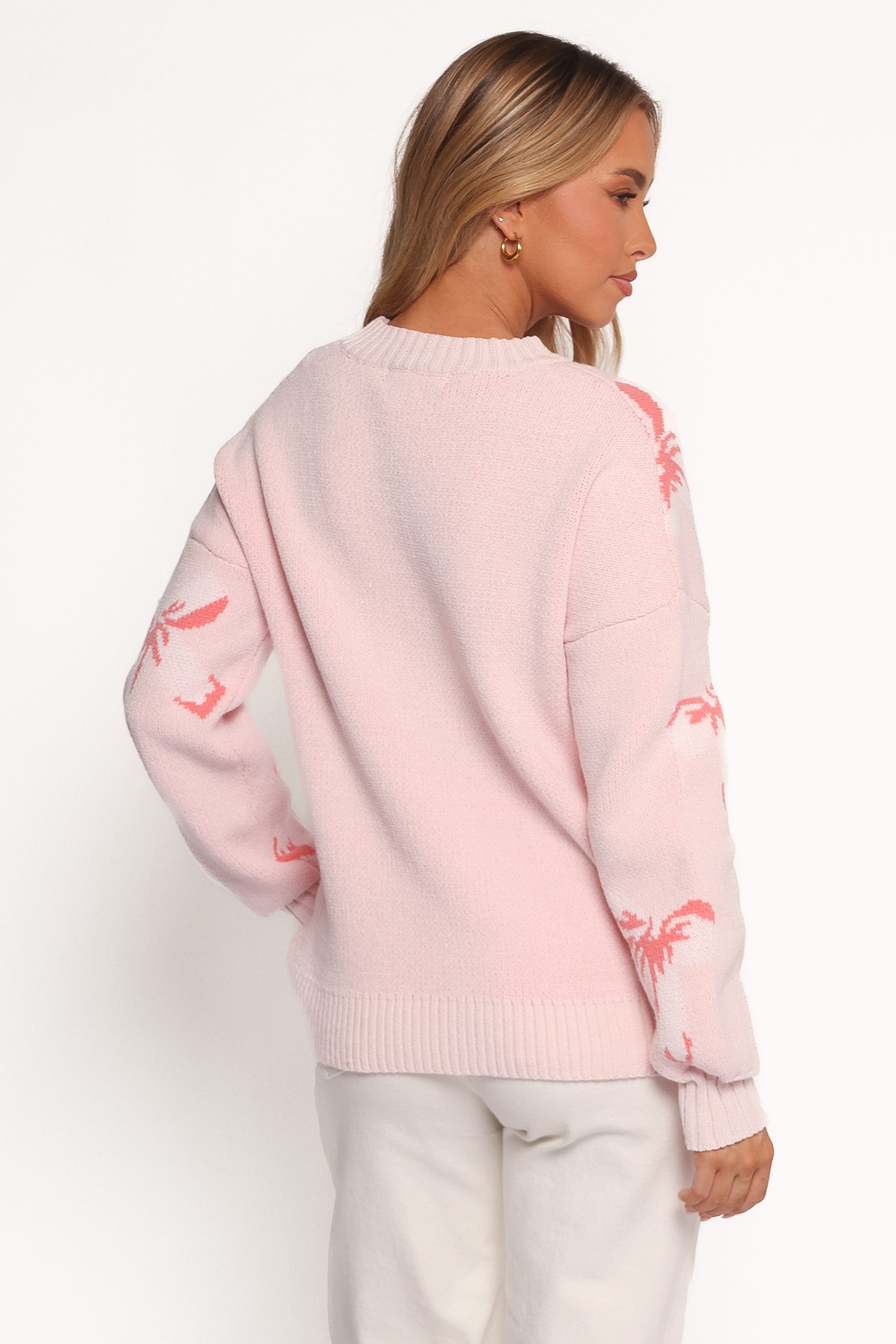 KNITWEAR Carrington Bow Print Knit Sweater - Pink