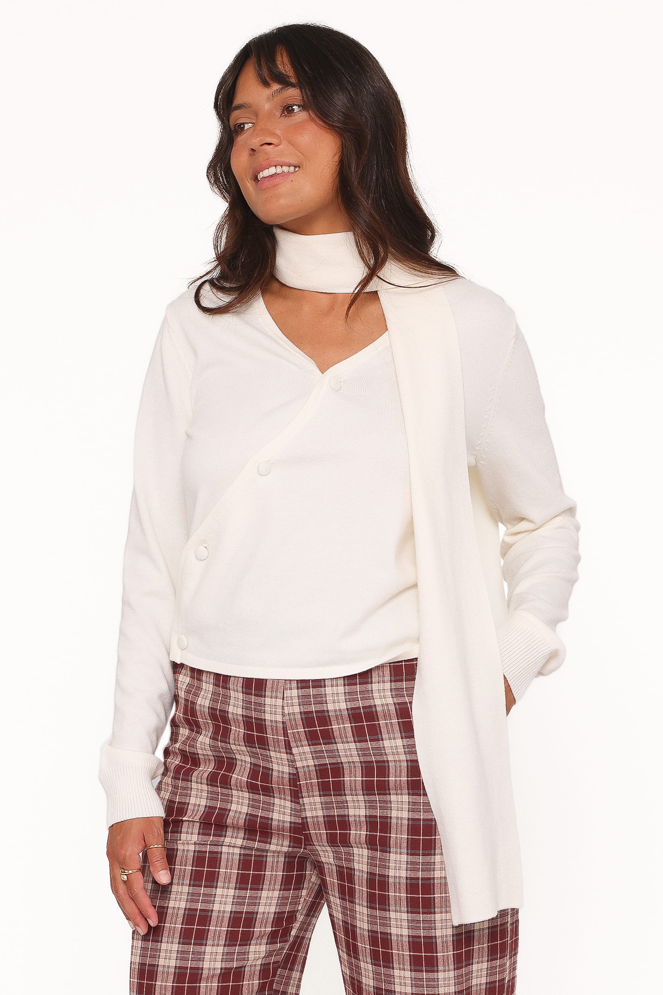 KNITWEAR Cassinda Scarf Cardigan - Cream