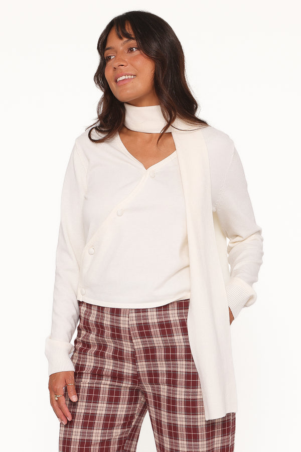 KNITWEAR Cassinda Scarf Cardigan - Cream