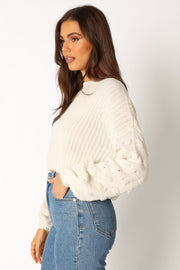 KNITWEAR @Catalina Polka Dot Texture Knit Sweater - Ivory