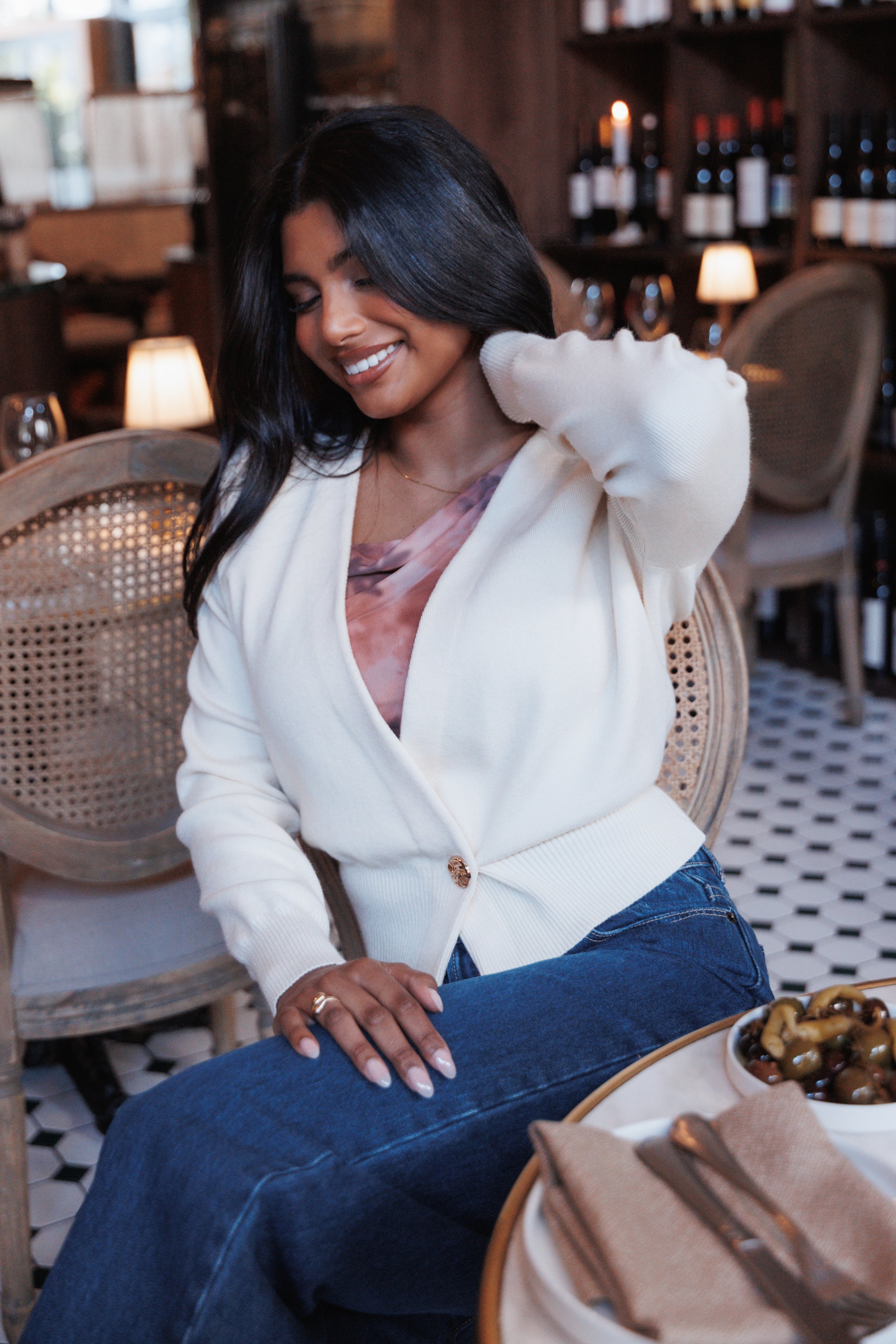 KNITWEAR Caterina Button Cardigan - Cream