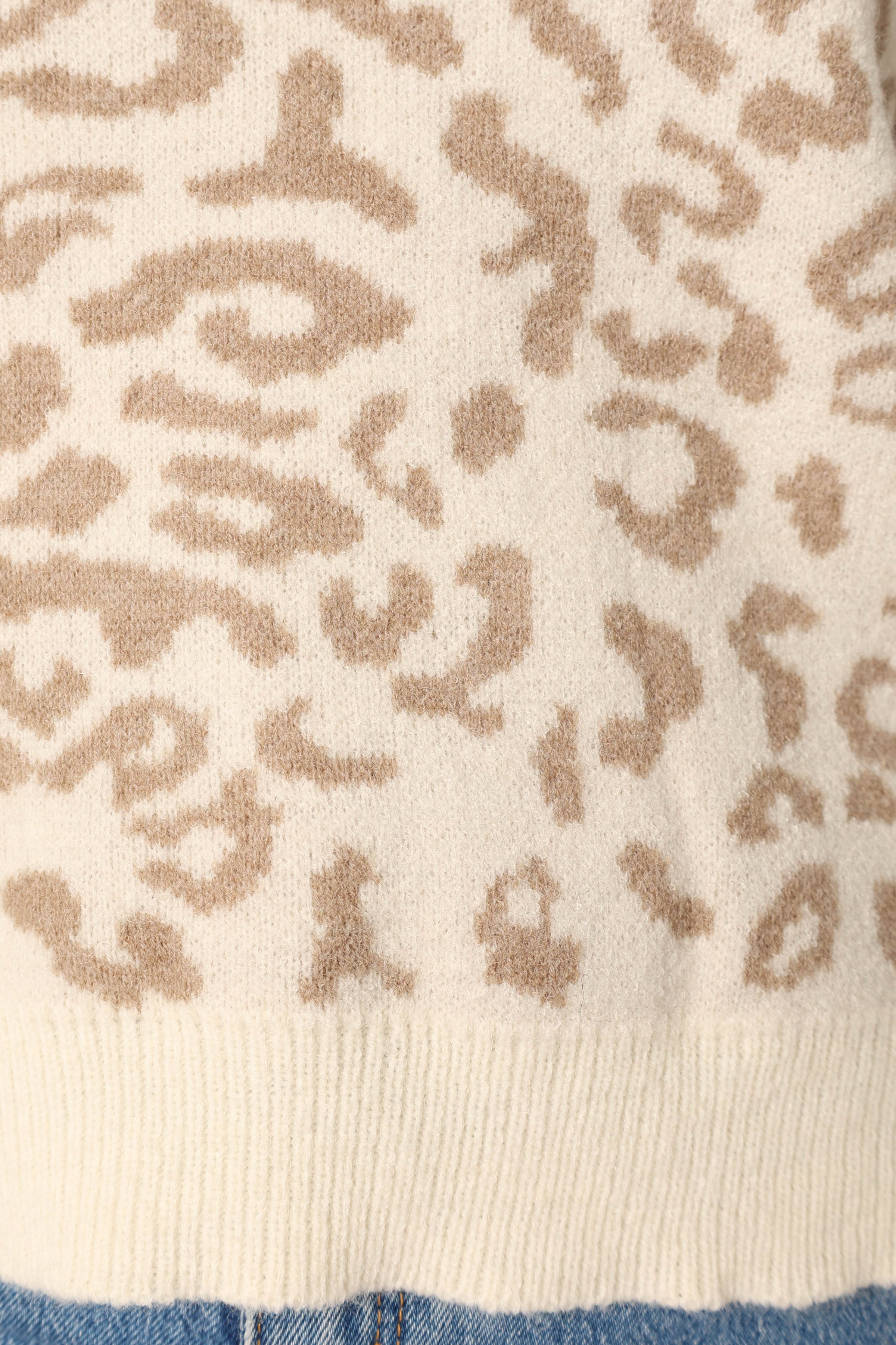 KNITWEAR @Cecilia Crewneck Leopard Knit Sweater - Mocha