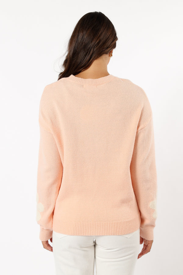 KNITWEAR @Charlie Flower Knit Sweater - Pink