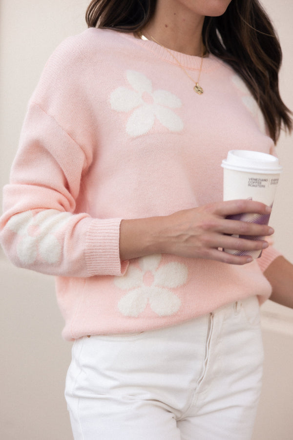 KNITWEAR Charlie Flower Knit Sweater - Pink