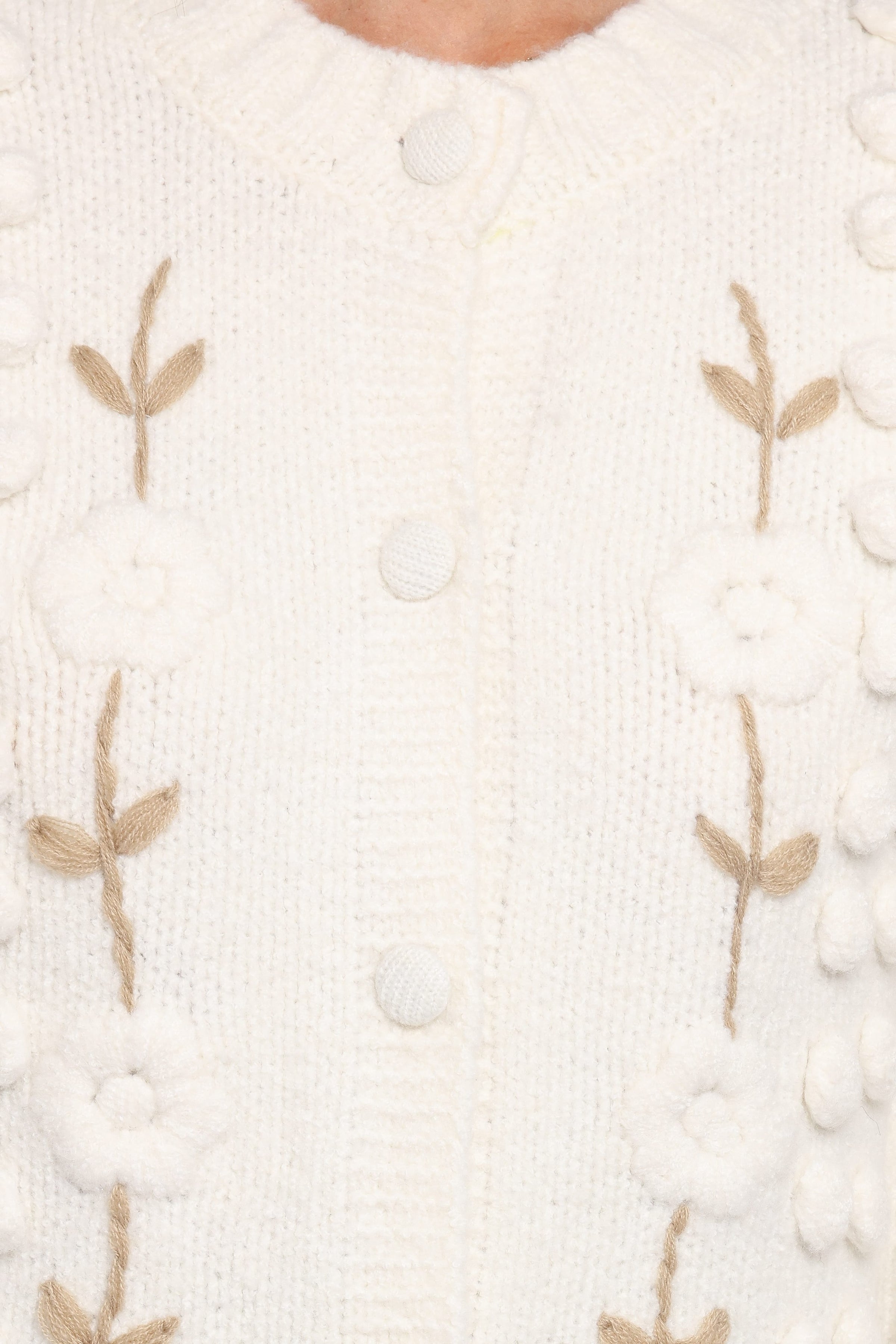 KNITWEAR Cleo Floral Cardigan - Cream
