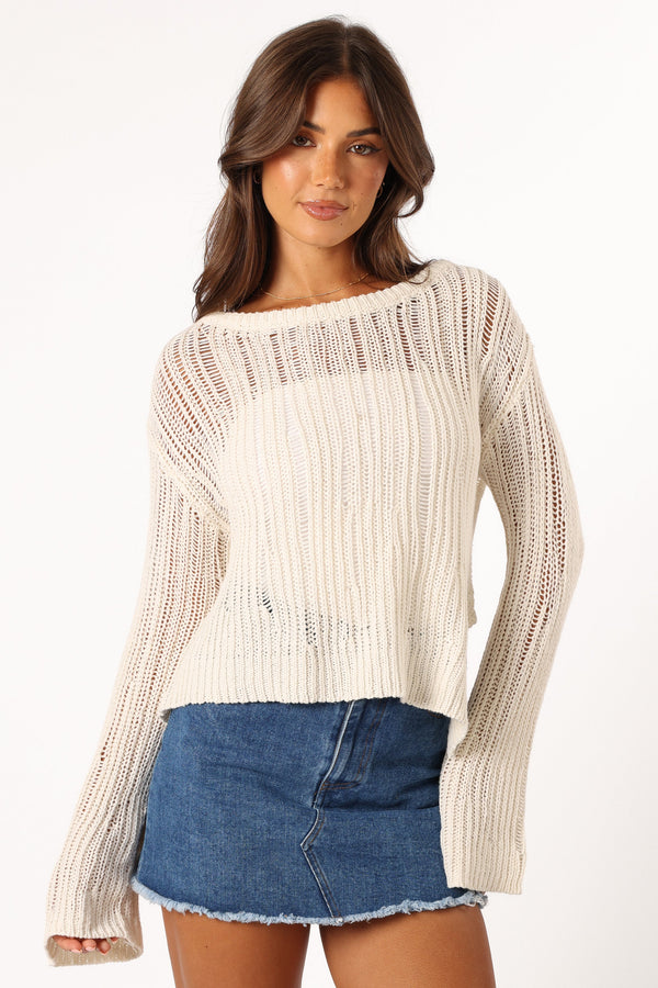 KNITWEAR Danica Open Weave Knit Sweater - Cream