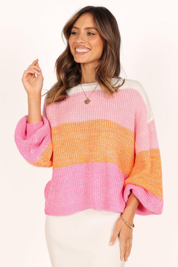 KNITWEAR Danielle Knit Sweater - Pink Stripe