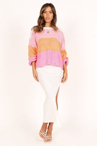 KNITWEAR @Danielle Knit Sweater - Pink Stripe
