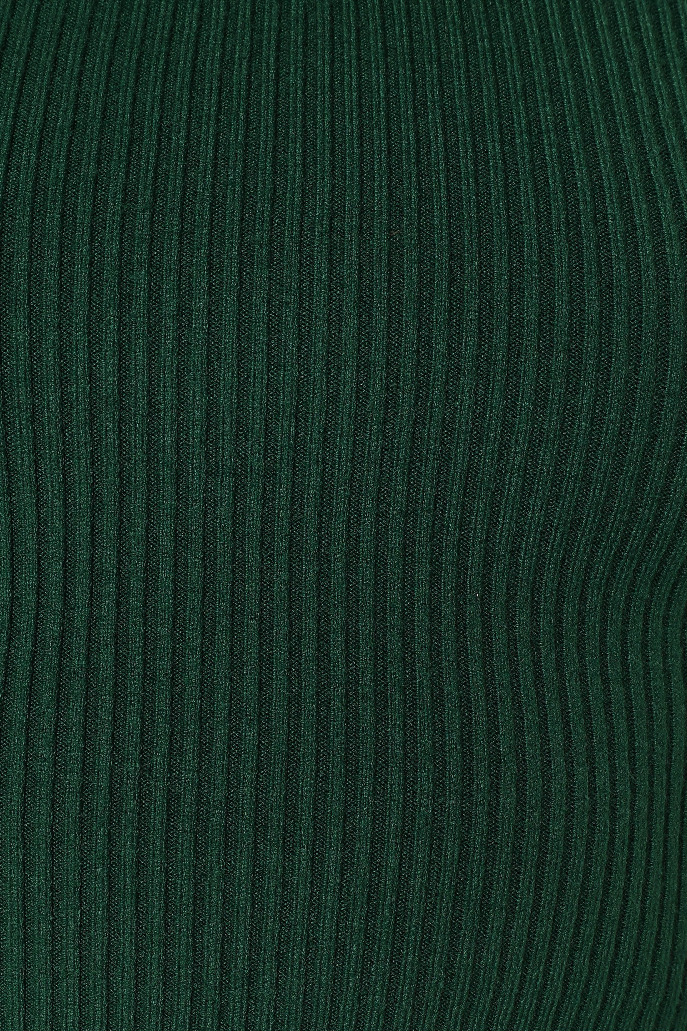 KNITWEAR @Daphne Crewneck Bubble Sleeve Knit Sweater - Dark Green