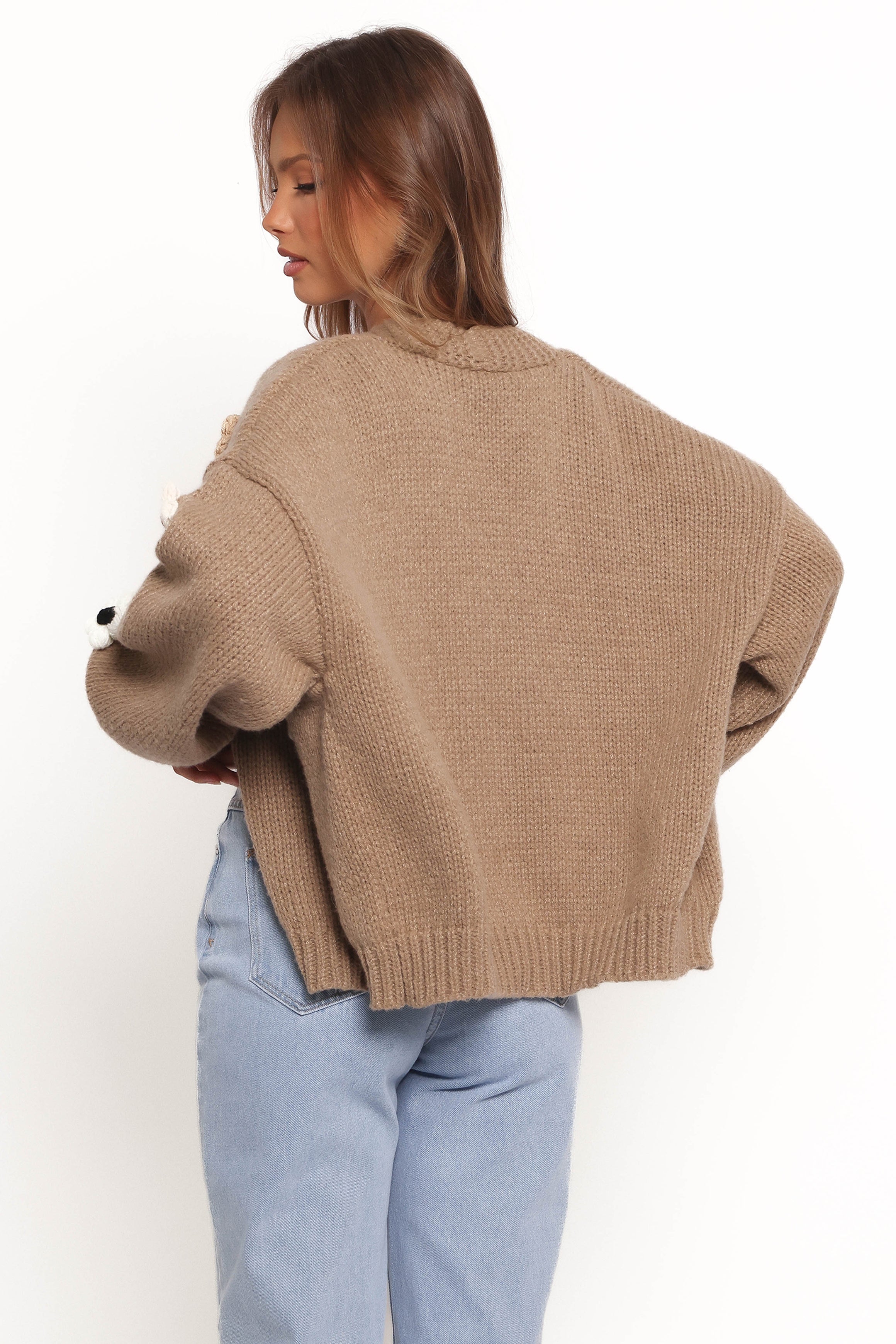 KNITWEAR Delaro Flower Cardigan - Brown