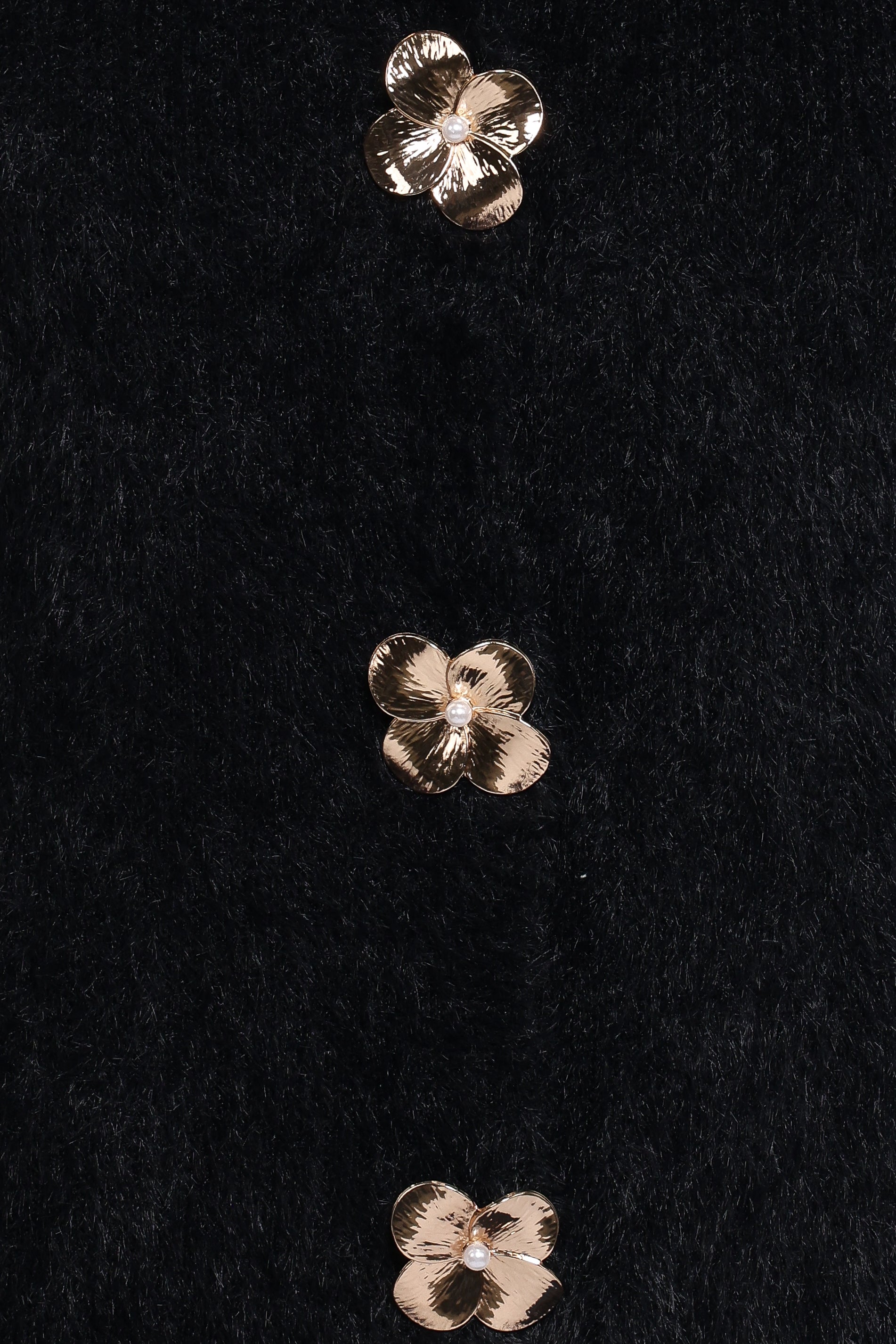 KNITWEAR Donna Flower Button Cardigan - Black
