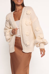 KNITWEAR Doralee Rose Cardigan - Cream