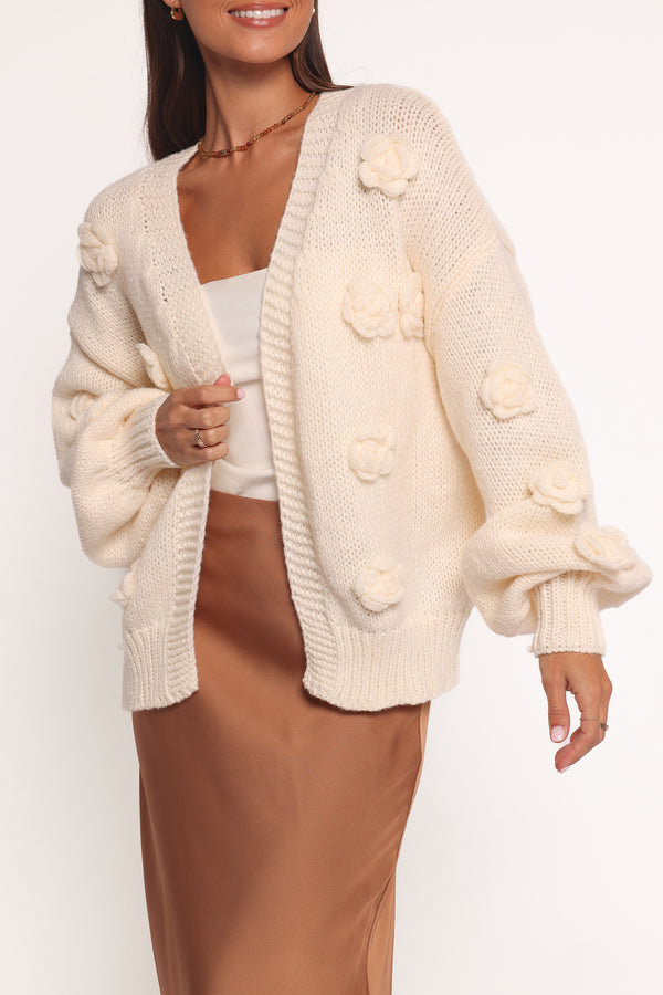 KNITWEAR Doralee Rose Cardigan - Cream