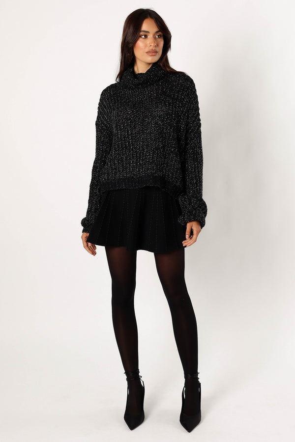 KNITWEAR @Eleanor Lurex Shine Knit Sweater - Black