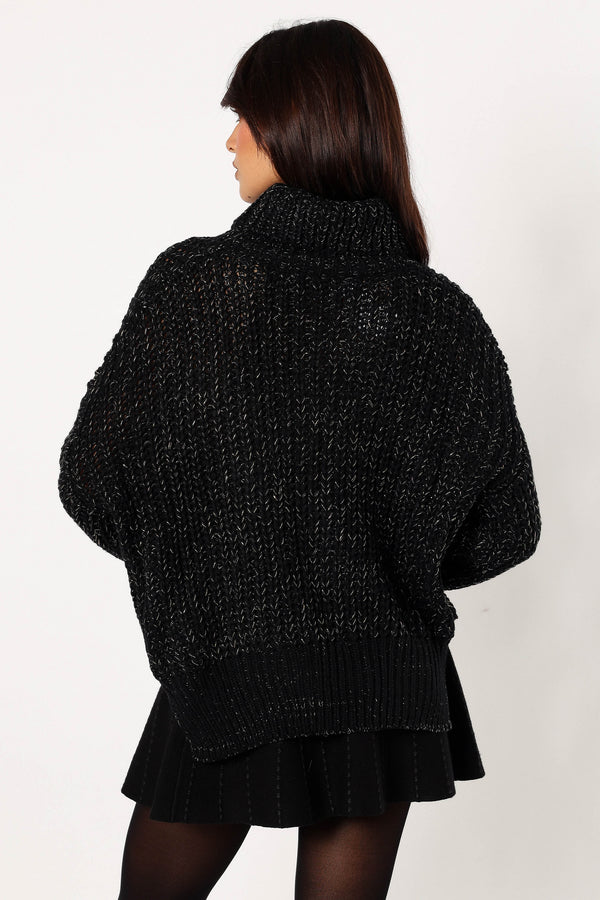 KNITWEAR @Eleanor Lurex Shine Knit Sweater - Black