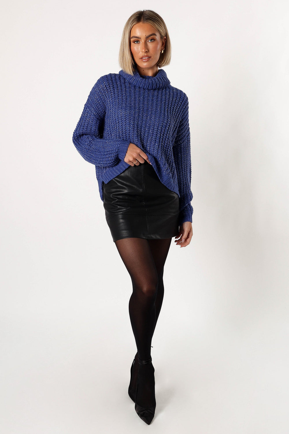 KNITWEAR @Eleanor Lurex Shine Knit Sweater - Blue