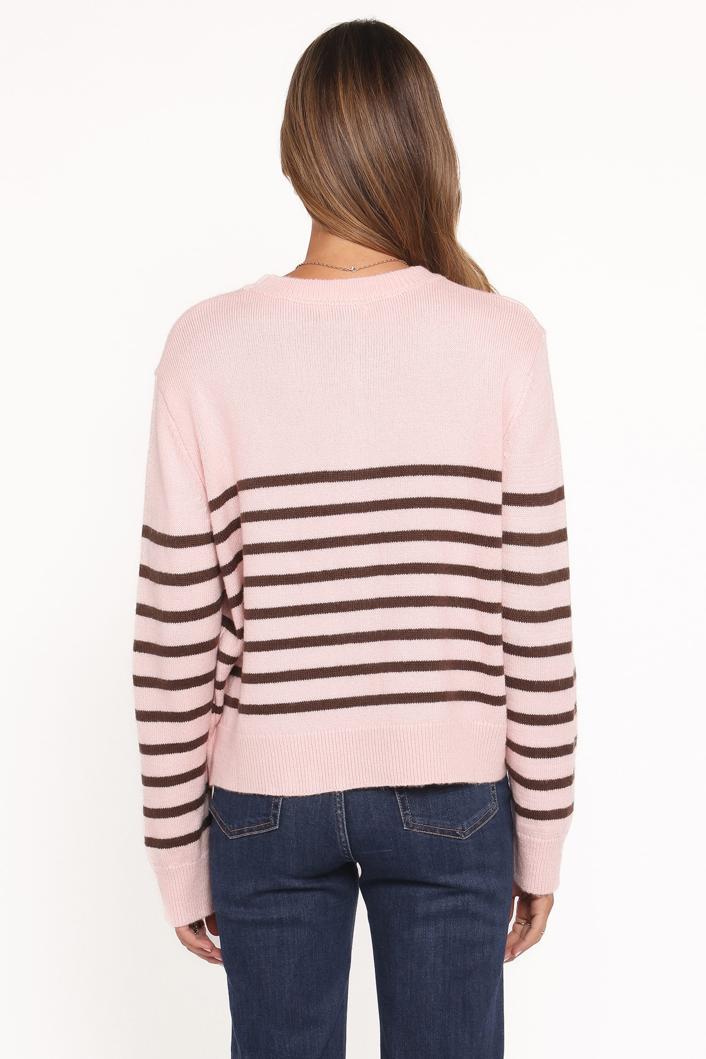 KNITWEAR Eleanora Striped Knit Pullover Sweater - Pink