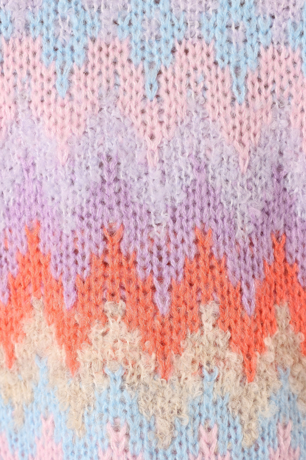 KNITWEAR @Emerson Fairisle Knit Sweater - Coral/Blue