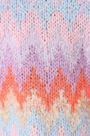 KNITWEAR @Emerson Fairisle Knit Sweater - Coral/Blue