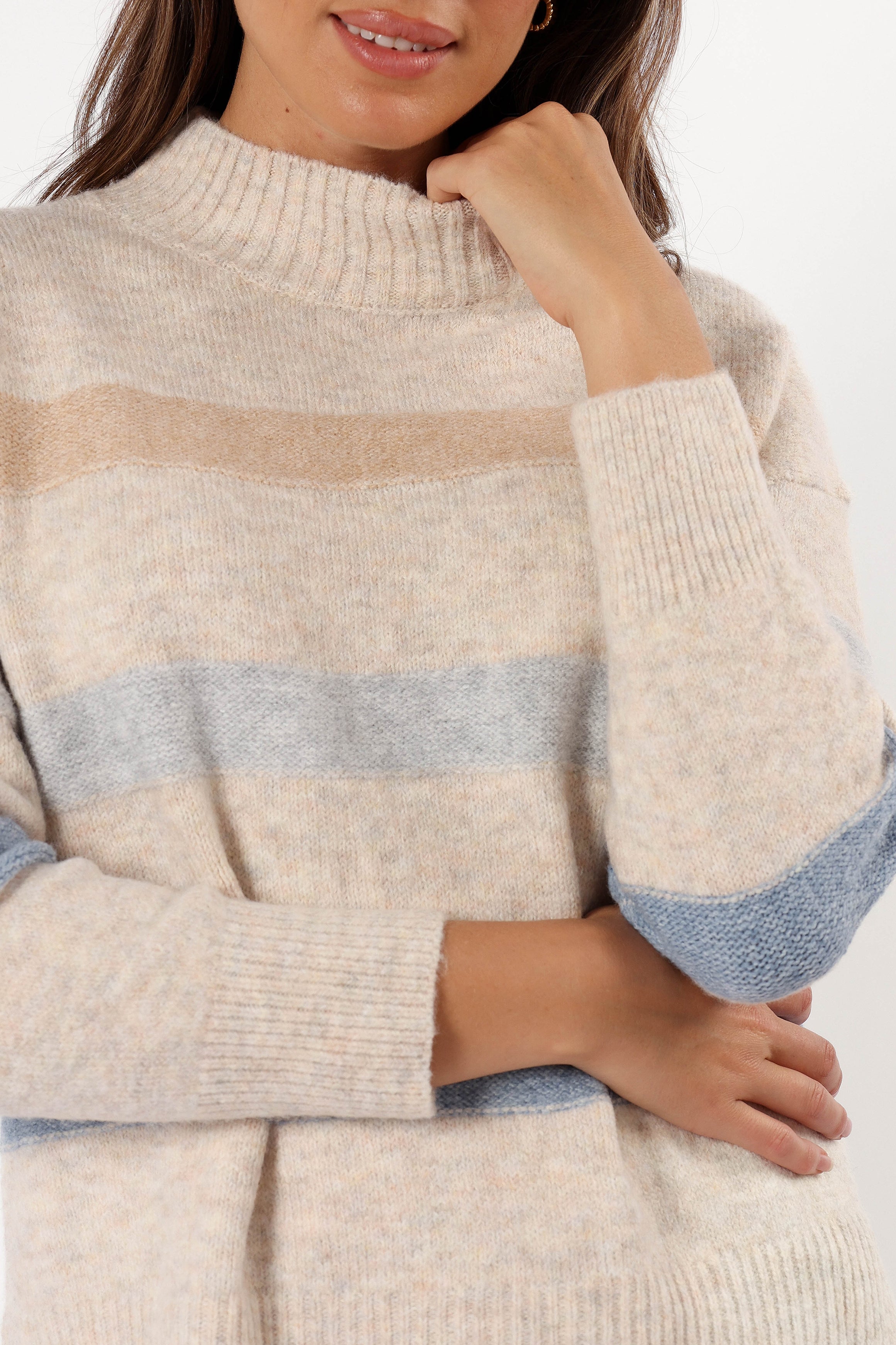 KNITWEAR @Esther Stripe Knit Sweater - Cream