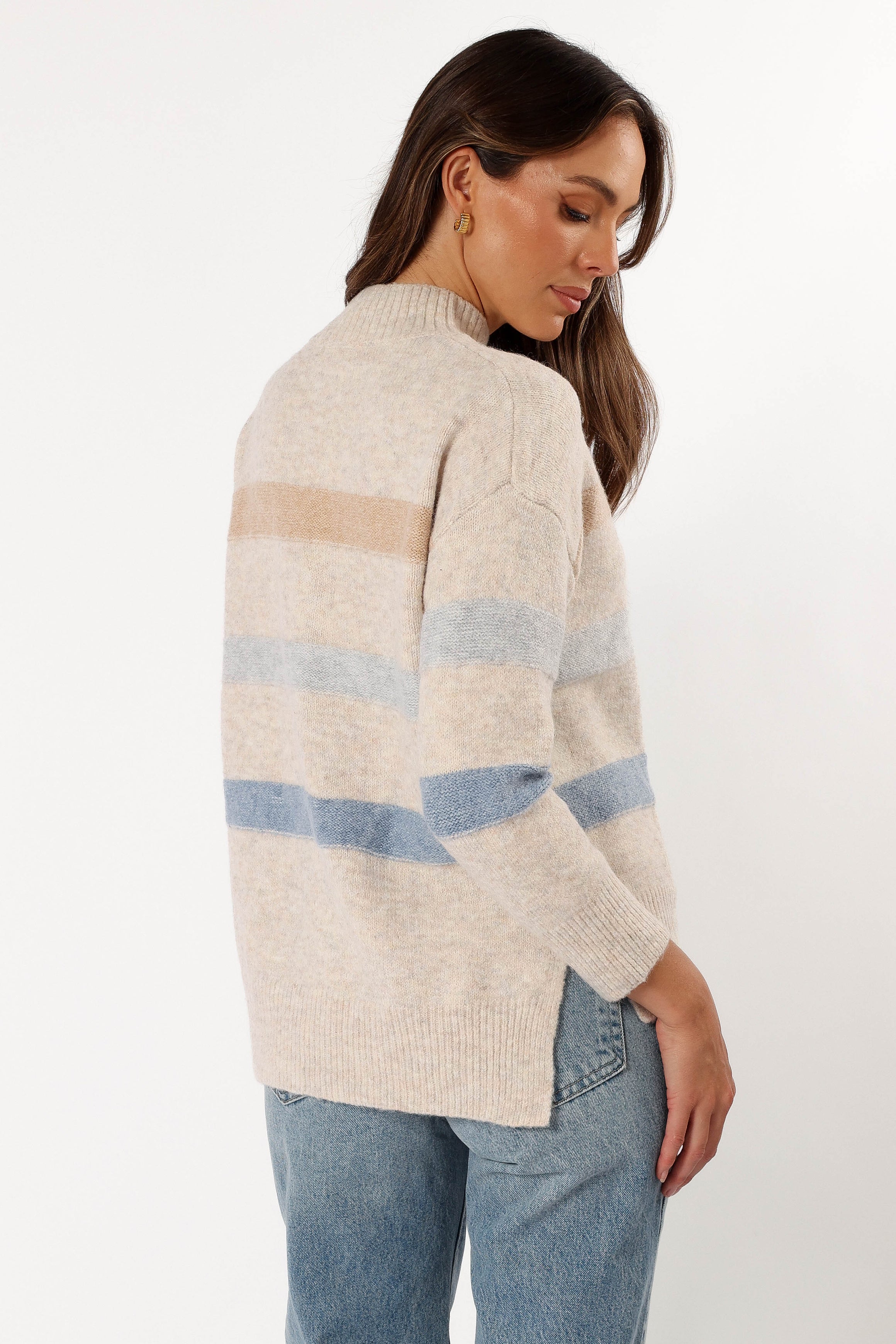 KNITWEAR @Esther Stripe Knit Sweater - Cream