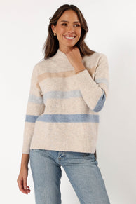 KNITWEAR @Esther Stripe Knit Sweater - Cream