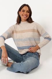 KNITWEAR @Esther Stripe Knit Sweater - Cream