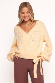 KNITWEAR Etta Ballet Wrap Knit Sweater - Butter
