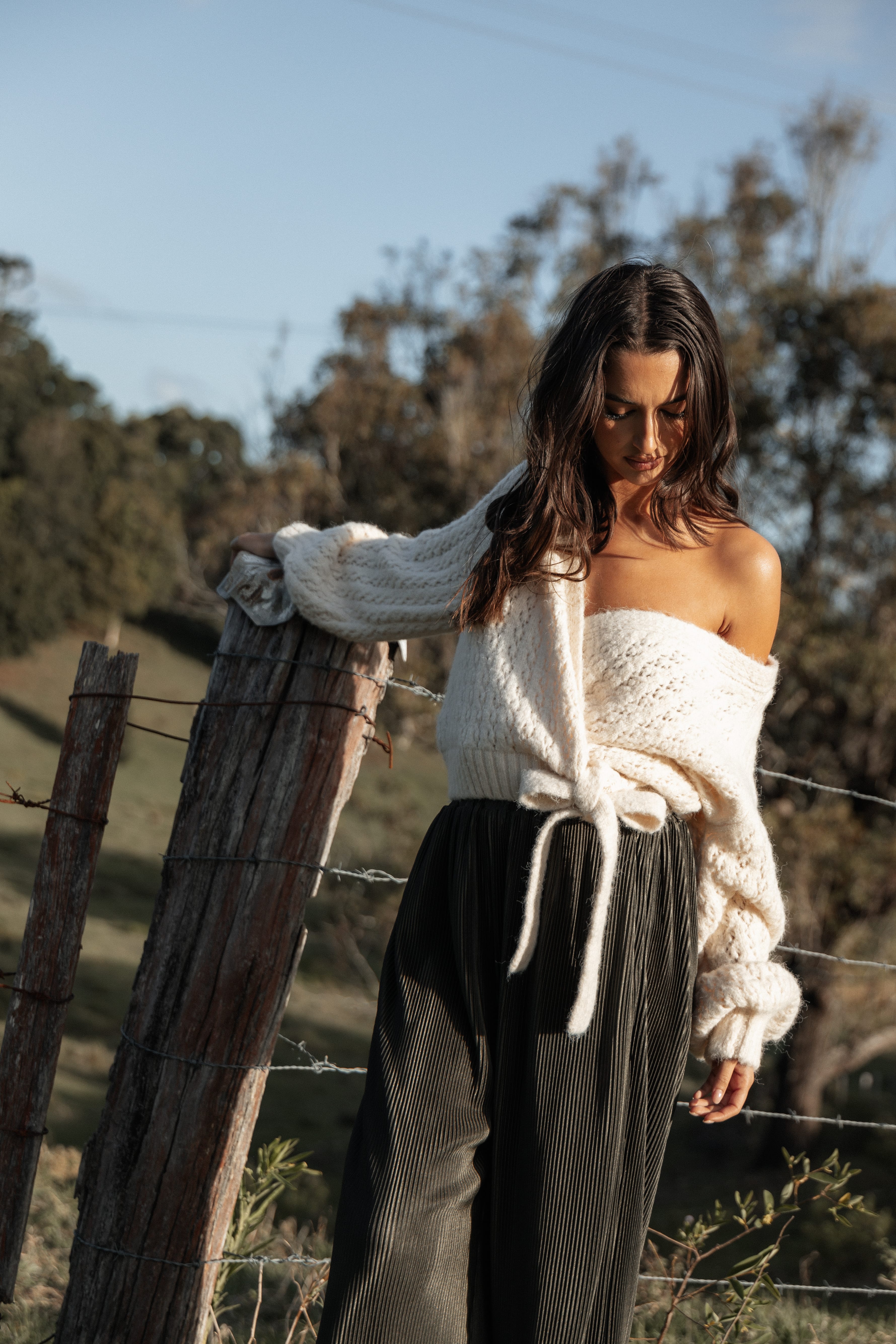 KNITWEAR Etta Ballet Wrap Knit Sweater - Cream
