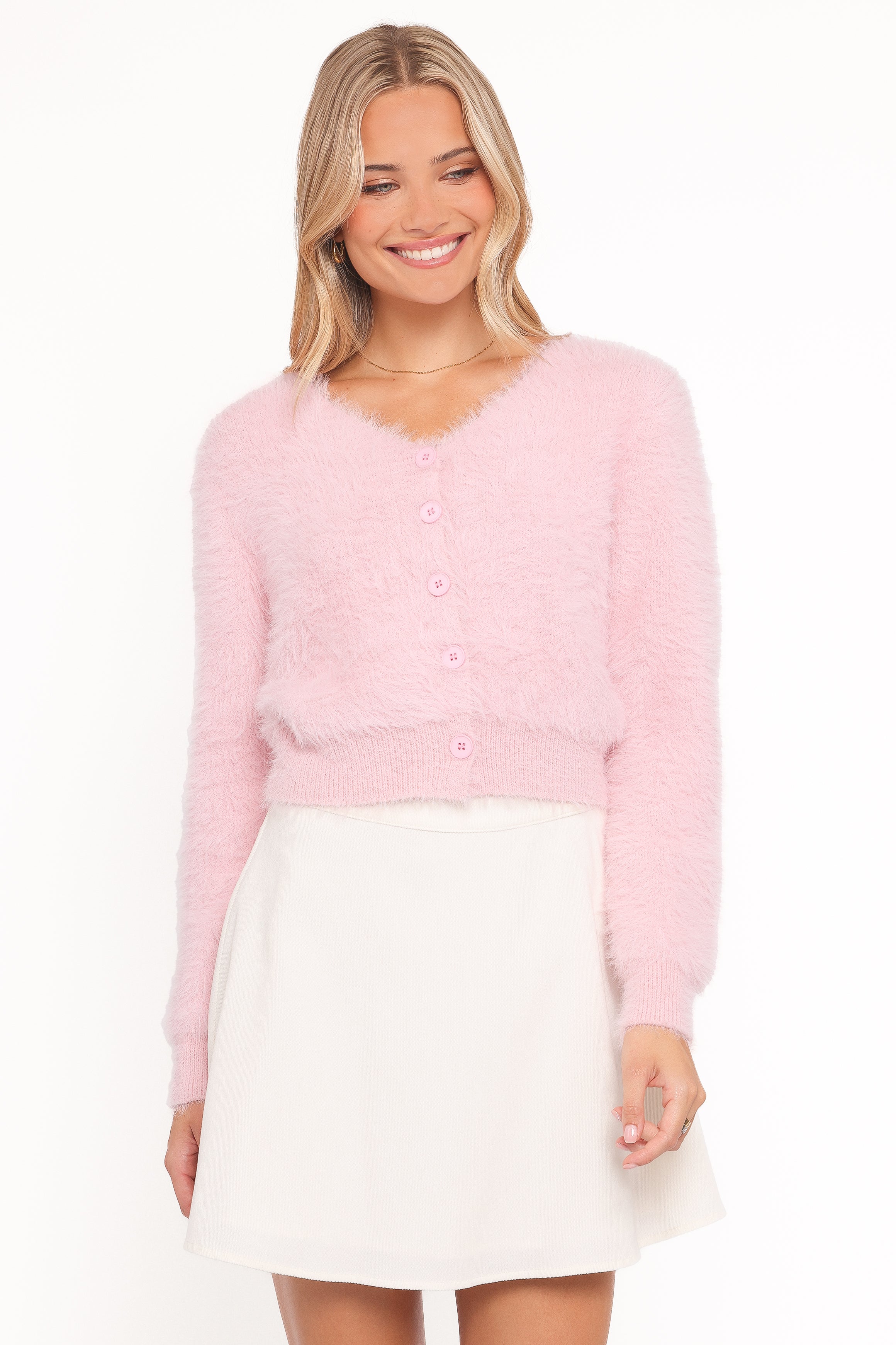 KNITWEAR Evelin Cropped Cardigan - Pink