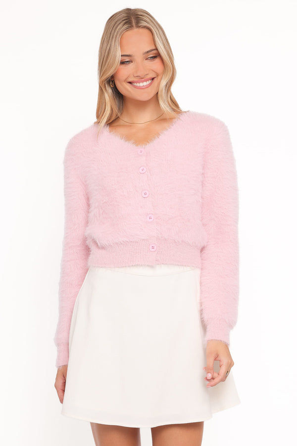 KNITWEAR Evelin Cropped Cardigan - Pink