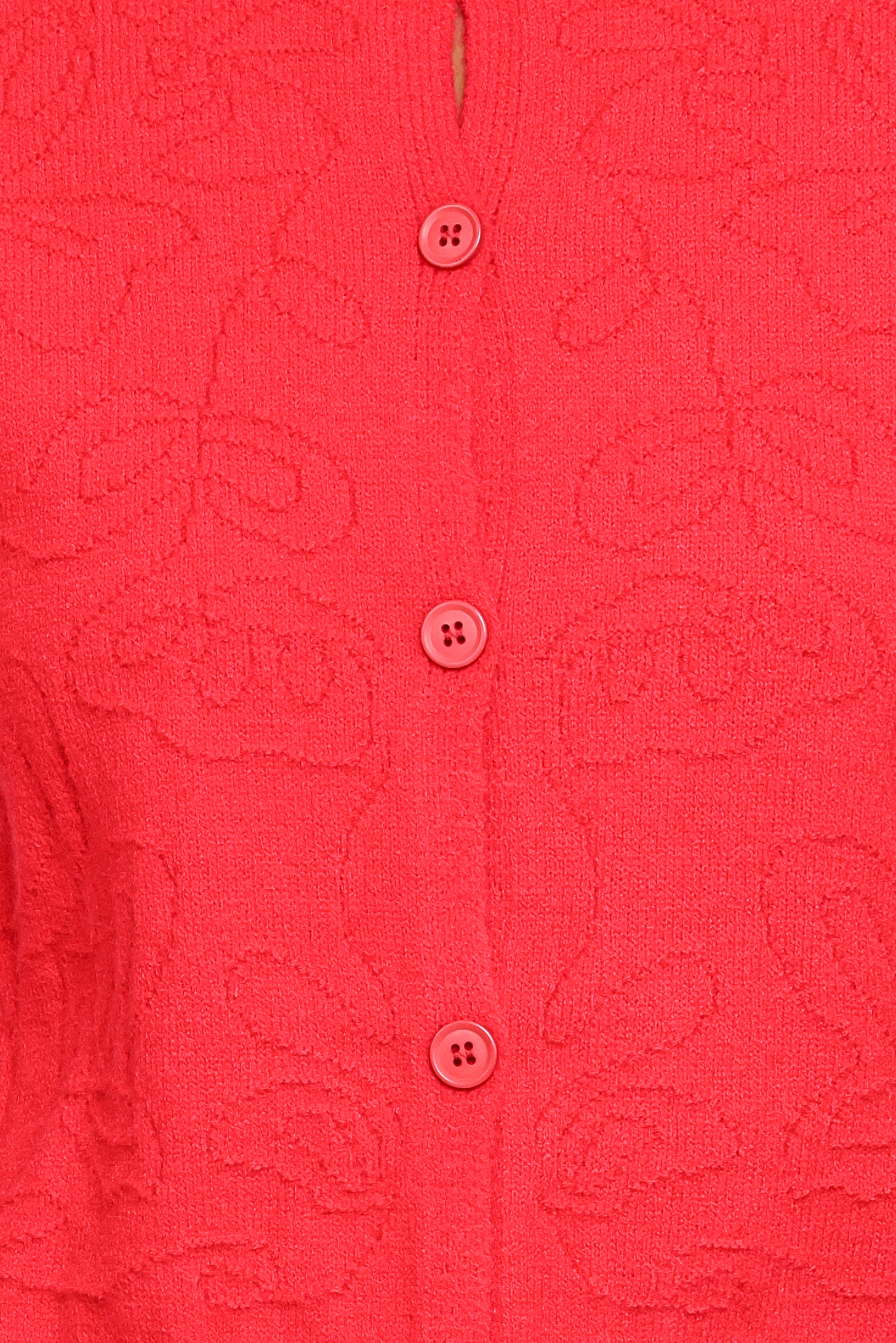KNITWEAR Fauna Tonal Floral Cardigan - Red