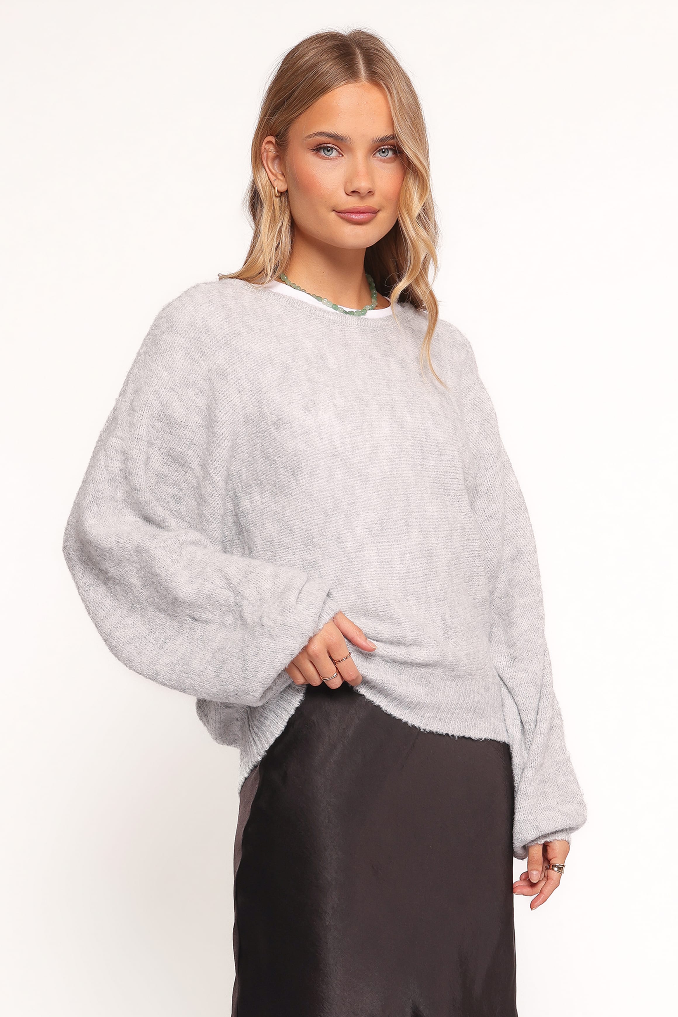 KNITWEAR Faylin Bell Sleeve Knit Sweater - Grey