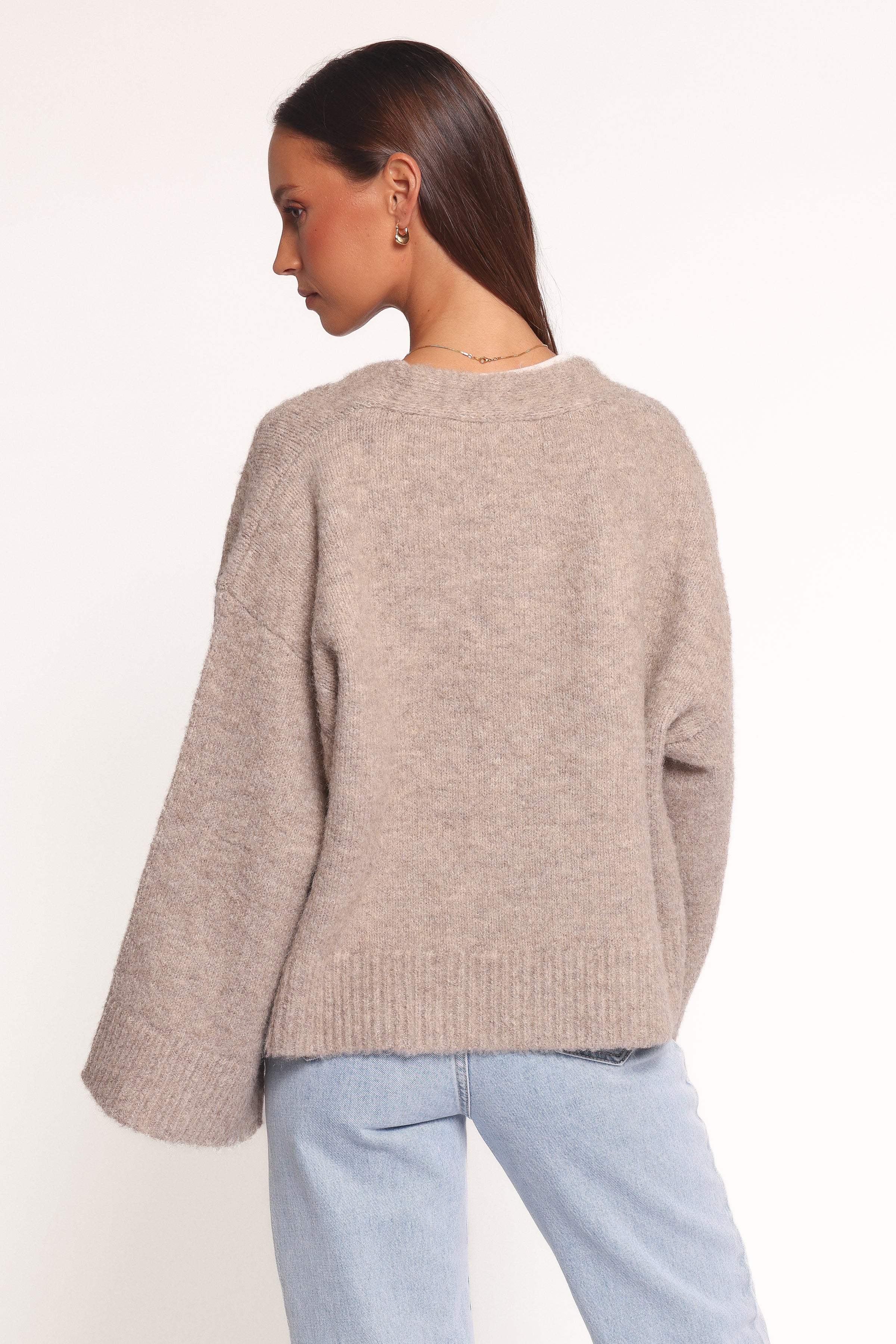 KNITWEAR Fern Wide Sleeve Cardigan - Mushroom
