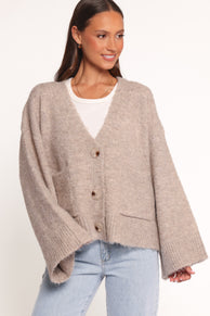 KNITWEAR Fern Wide Sleeve Cardigan - Mushroom