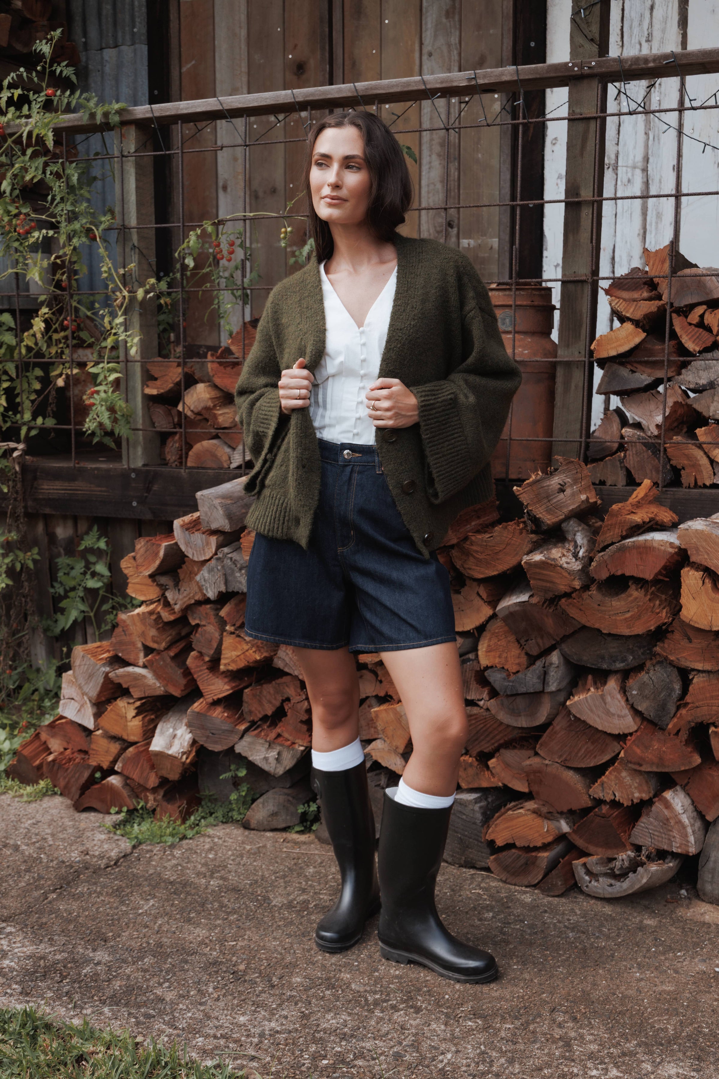 KNITWEAR Fern Wide Sleeve Cardigan - Olive