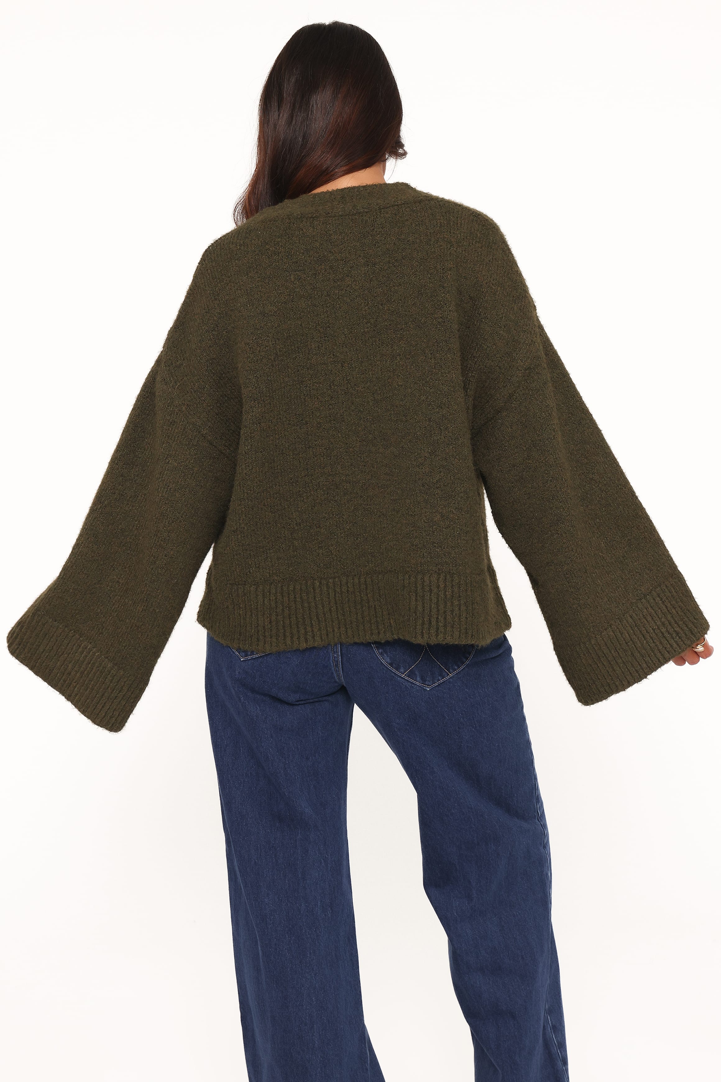 KNITWEAR Fern Wide Sleeve Cardigan - Olive