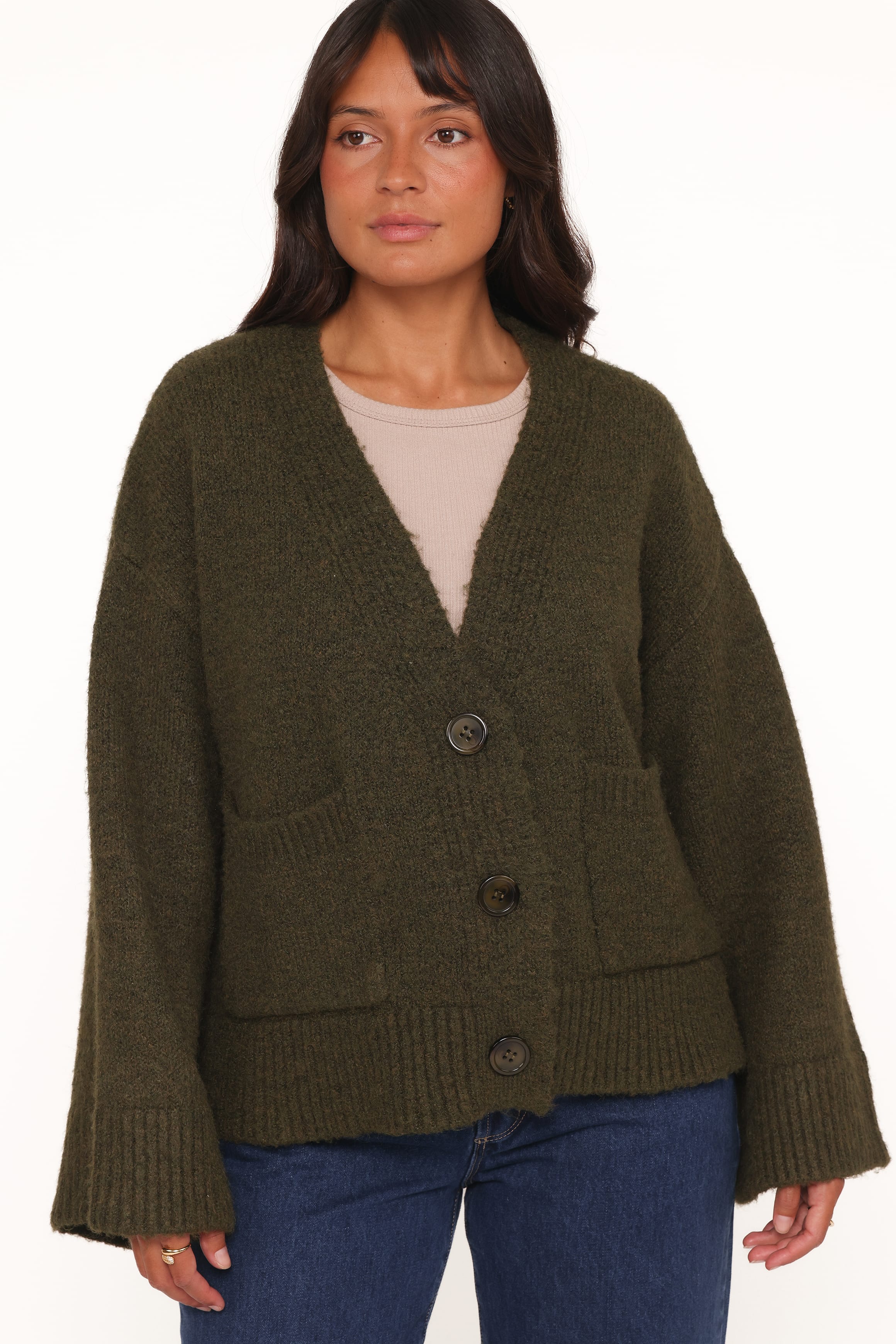 KNITWEAR Fern Wide Sleeve Cardigan - Olive