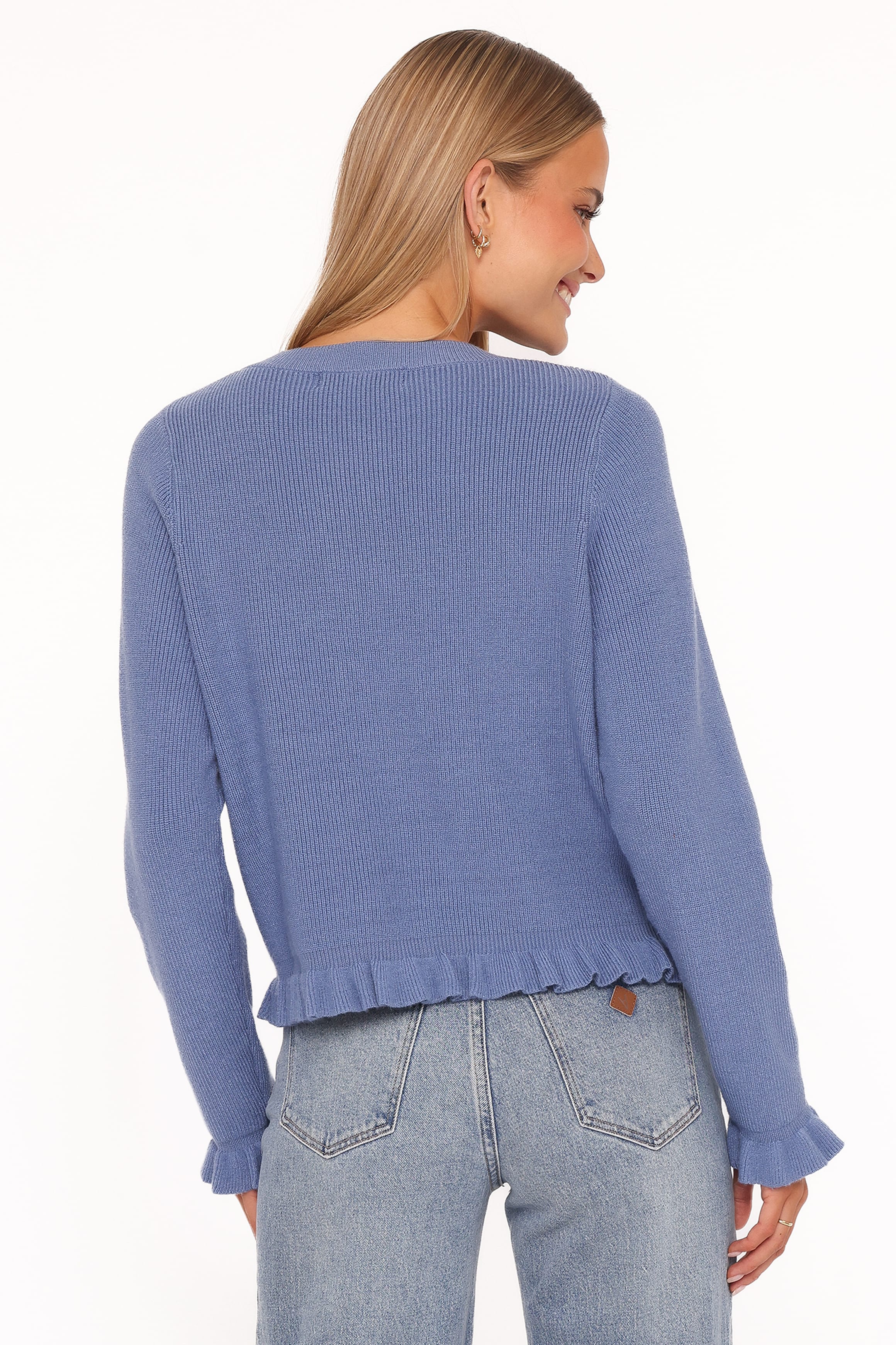 KNITWEAR Fiori Frill Cardigan - Denim Blue