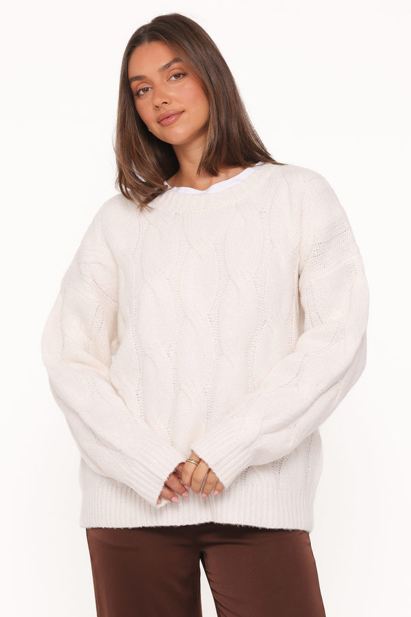 KNITWEAR Fleming Cable Knit Sweater - Cream