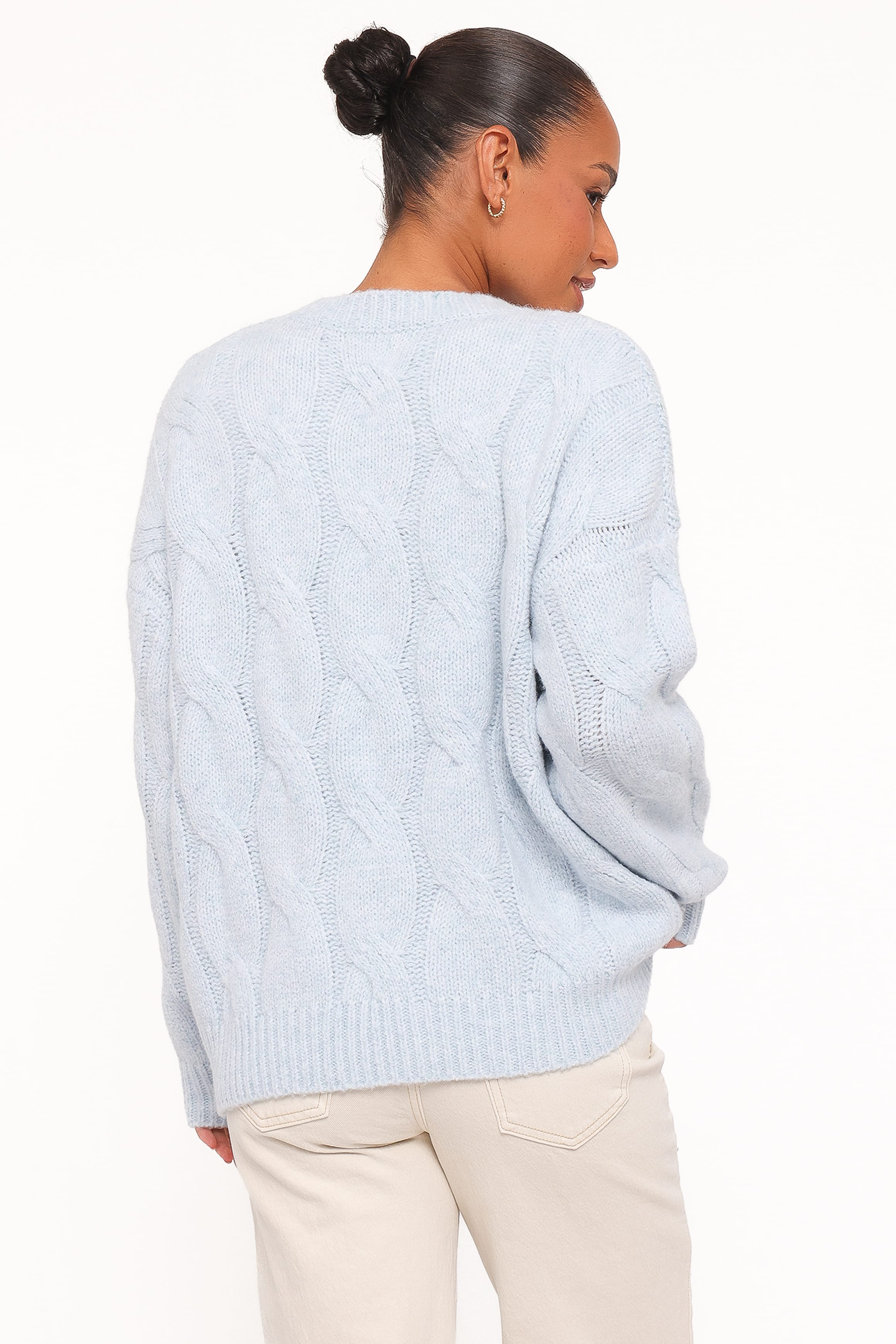 KNITWEAR Fleming Cable Knit Sweater - Light Blue