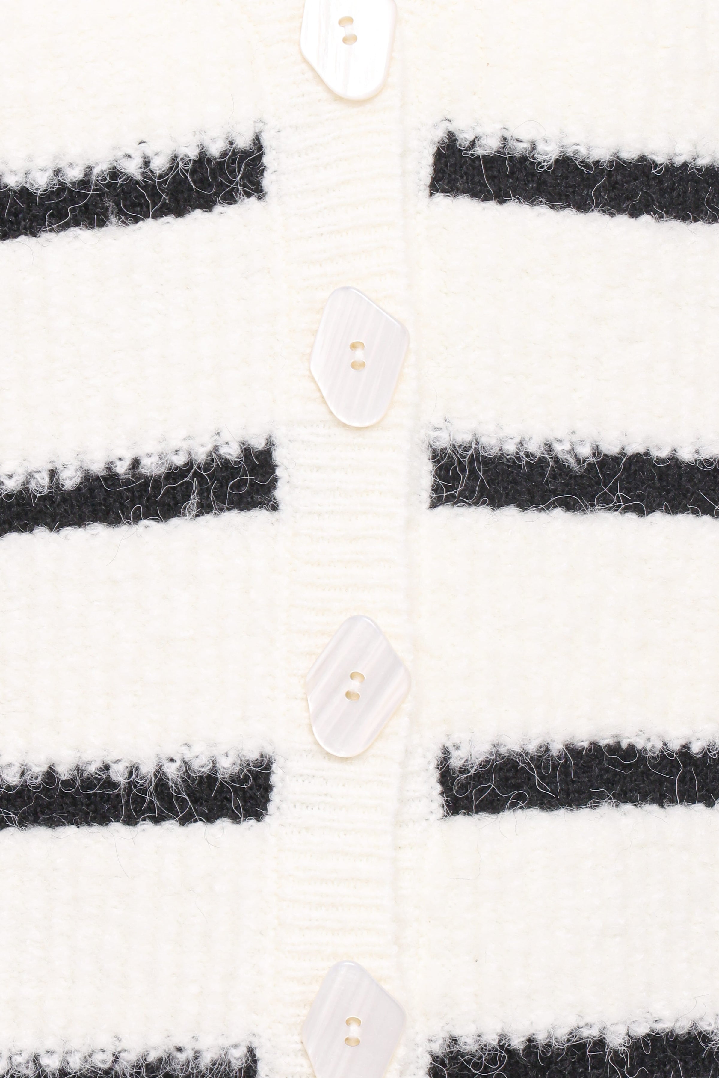 KNITWEAR Frances Button Front Cardigan - Ivory Stripe