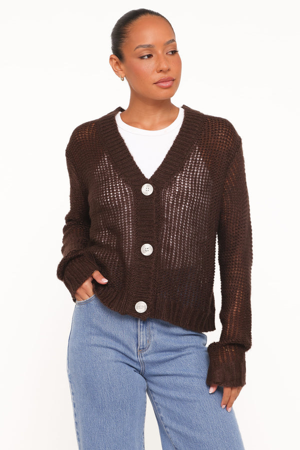 KNITWEAR Gardner Cardigan - Coffee