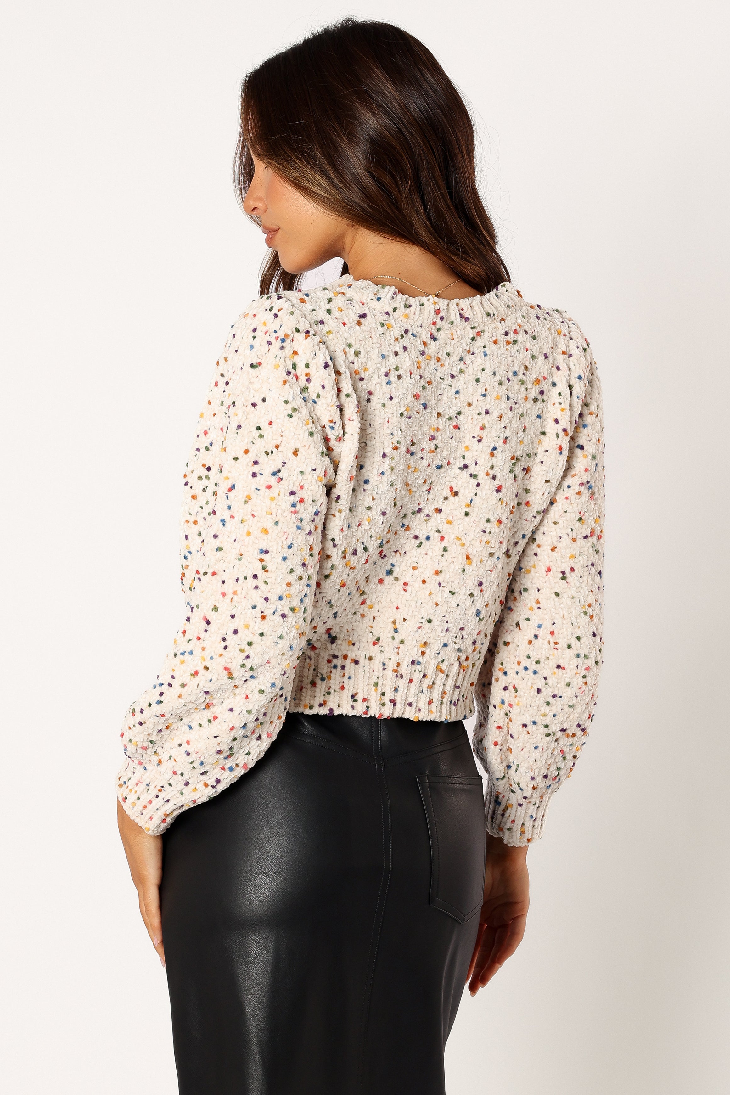 KNITWEAR @Giana Multi Dot Crewneck Knit Sweater - Cream Multi
